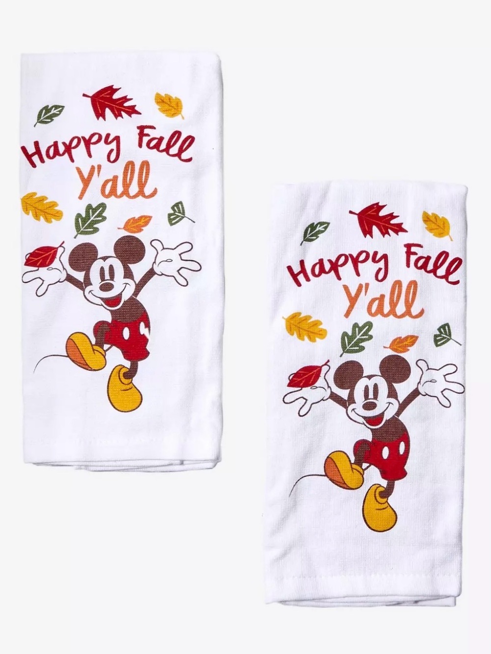 🍂 Disney Happy Fall Y'all Mickey Mouse Decorative Kitchen Towel - White